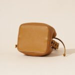 Genuine Leather Mini Bucket Bag with Braided Handle - Chic Drawstring Crossbody Purse(Biscuit) - Image 6
