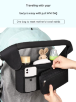 Grey Universal Stroller Organiser Caddy with Insulated Cup Holders and Detachable Wristlet - Image 5
