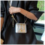 Silver Chic Quilted Mini Box Crossbody Bag - Luxury Style Chain Purse for Women