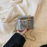 Silver Chic Quilted Mini Box Crossbody Bag - Luxury Style Chain Purse for Women - Image 2