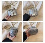 Silver Chic Quilted Mini Box Crossbody Bag - Luxury Style Chain Purse for Women - Image 4