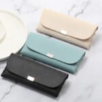Beige Sleek PU Leather Eyeglass Pouch Set (3-Pack) - Slim Protective Case for Sunglasses - Image 4