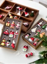 Style C Colorful Dainty Miniature Glass Christmas Ornament Set - 6pc Micro Holiday Characters - Image 6