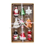 Style C Colorful Dainty Miniature Glass Christmas Ornament Set - 6pc Micro Holiday Characters - Image 7
