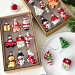 Style C Colorful Dainty Miniature Glass Christmas Ornament Set - 6pc Micro Holiday Characters - Image 8