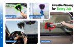 Red Car Windshield Cleaner Tool, Inside with 4 Reusable and Washable Microfiber Pads and Extendable Handle, Moisture Removal Tool - Image 6