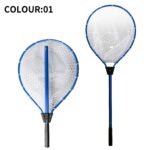 Blue High Strength Large Landing Net - Fishing Net with Long Foldable Handle and Soft Rubber Netting, Dip Net for Fishing, Ideal for Boat, Pier, River Angling
