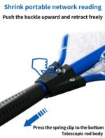 Blue High Strength Large Landing Net - Fishing Net with Long Foldable Handle and Soft Rubber Netting, Dip Net for Fishing, Ideal for Boat, Pier, River Angling - Image 4
