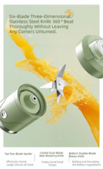 Green Portable Automatic Rechargeable Blender Wireless Juicer Mini Ice Crusher for Smoothies & Shakes - Image 4