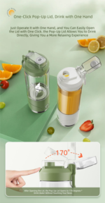 Green Portable Automatic Rechargeable Blender Wireless Juicer Mini Ice Crusher for Smoothies & Shakes - Image 5