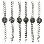 Silver Style 7 Men's Stainless Steel Curb Chain Bracelet - Retro Punk Hip Hop Style with Round Medallion Charm - Durable 26cm Streetwear Jewellery - Image 2