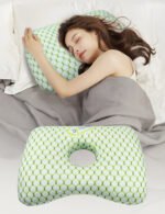 Light Gold Ergonomic Ear Pillow with Hole for Side Sleepers - Pressure Relief Cushion for Ear Pain, Piercings & CNH - Washable Cover - Image 2