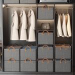 2pc Foldable Fabric Storage Bin with Steel Frame & Handles - 26L Stackable Closet Organizer(Grey) - Image 3