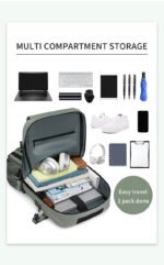 4-in-1 Convertible Travel Backpack & Briefcase - Large Capacity, 16" Laptop Compartment, USB Port(Dark Green) - Image 4
