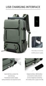 4-in-1 Convertible Travel Backpack & Briefcase - Large Capacity, 16" Laptop Compartment, USB Port(Dark Green) - Image 7