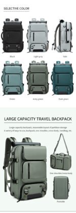 4-in-1 Convertible Travel Backpack & Briefcase - Large Capacity, 16" Laptop Compartment, USB Port(Purple) - Image 2