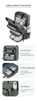4-in-1 Convertible Travel Backpack & Briefcase - Large Capacity, 16" Laptop Compartment, USB Port(Purple) - Image 5