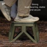 Khaki Portable Folding Stool - Compact Lightweight Plastic Step Stool for Camping, Fishing, Kids, and Home Use - Image 3