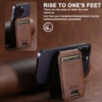 Brown Slim Magnetic Wallet with Kickstand for MagSafe - PU Leather Card Holder - Image 4