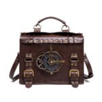 Retro Steampunk Satchel Bag with Decorative Clock & Gears - Gothic Crossbody Purse