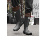40# Black Foldable Knee-High Rain Boots - Packable Waterproof Non-Slip Wellies for Travel & Festivals - Image 3