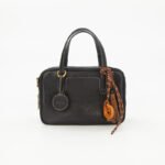 Small Size Black Vintage Genuine Split Leather Bowling Bag for Women - Retro Top Handle Satchel & Crossbody Purse
