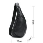 Black Men's Leather Sling Backpack - Casual Crossbody Chest Bag - Image 2