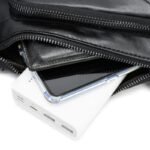 Black Men's Leather Sling Backpack - Casual Crossbody Chest Bag - Image 3