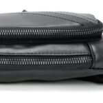 Black Men's Leather Sling Backpack - Casual Crossbody Chest Bag - Image 4