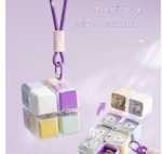 Black 8-Grid Magic Cube Pill Box with Lanyard - Portable Weekly Sealed Tablet Organizer & Dispenser - Image 3