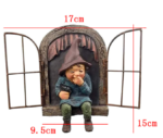 Mouth-Covering Little Man Climbing Window Gnome Figurine - Resin Craft Ornament, Garden Cartoon Statue Decoration - Image 2