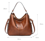 Brown Fashion Large Capacity Handbag - European & American Casual Crossbody Bag, Solid Color Zipper Women's Shoulder Bag - Image 5
