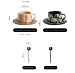 Black Camellia Elegant Ceramic Coffee Cup & Saucer Set - Couples Gift Box, Premium Wedding & Bridesmaid Favor, High-End Exquisite Design - Image 2