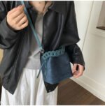 Blue Retro Maillard Brown Mini Bag - 2025 New Casual Versatile Women's Crossbody & Exquisite Braided Handle Bucket Bag (15x12x14 cm) - Image 4