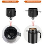 Black Portable Pour Over Coffee Maker Set Stainless Steel Insulated Travel Mug with Collapsible Reusable Dripper Filter for Camping Office and Home - Image 3