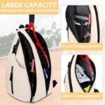 Black Tennis Sling Bag Badminton Backpack Crossbody Racket Holder for Pickleball Squash Sports Travel with Water Bottle Pocket - Image 3