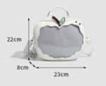 Green Cute Apple Shaped Ita Bag Convertible Backpack Crossbody Purse with Mesh Pin Display Window for Teen Girls and Daily Use - Image 2