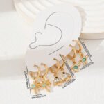 3 Pair Gold Tone Huggie Hoop Earrings Set Tropical Palm Tree Sea Turtle and Fish Charms Beach Holiday Jewellery for Women - Image 5