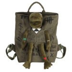 Green 3D Frog Graffiti Canvas Backpack Large Capacity 37x40cm School Bag for Students and Uni Students - Creative Aesthetic Rucksack
