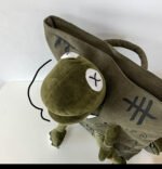 Coffee-brown 3D Frog Graffiti Canvas Backpack Large Capacity 37x40cm School Bag for Students and Uni Students - Creative Aesthetic Rucksack - Image 2