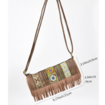 Boho Ethnic PU Leather Cylindrical Crossbody Bag with Embroidery and Fringe - 21cm Vintage Retro Drum Bag for Daily Use - Image 2