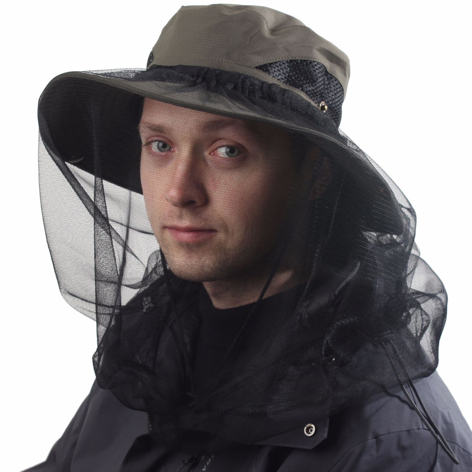 V888-ELOSUNG38861-202601081106-00 Green Outdoor Mosquito Head Net Hat with 40cm Mesh Shield - Wide Brim Sun Protection Bucket Hat for Fishing and Hiking - Quick Dry Breathable Cap - Image 1