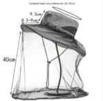 Green Outdoor Mosquito Head Net Hat with 40cm Mesh Shield - Wide Brim Sun Protection Bucket Hat for Fishing and Hiking - Quick Dry Breathable Cap - Image 2