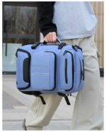 Large Capacity Convertible Travel Backpack - 16" Laptop Compartment, Shoe Pouch & USB Port(blue) - Image 2