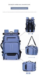 Large Capacity Convertible Travel Backpack - 16" Laptop Compartment, Shoe Pouch & USB Port(blue) - Image 7