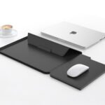 3-in-1 Detachable PU Leather Laptop Sleeve with Ergonomic Stand & Mouse Pad(black 13/14 inch)