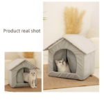 Large Size Elevated Indoor/Outdoor Pet Shelter(grey): Waterproof, Insulated for All-Season Warmth - Image 5