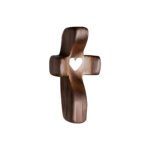 Set of 5 White Peachwood Heart Cross â€“ Multi-functional Spiritual Symbols for Home and Office, Religious, Ornaments Mini