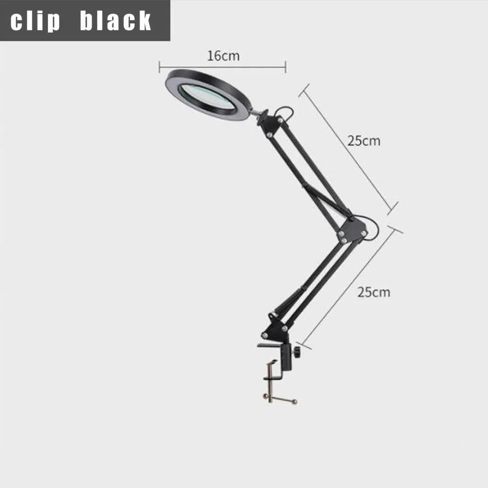 V888-ELOSUNG393011-202510230955-00 2-in-1 Black LED Magnifier Desk Lamp With Clip - Hands-Free, Dimmable 3-Color Light for Crafts & Workbench - Image 1