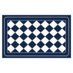 Dark Blue Checkered Design Loofah Texture Shower Mat (40x80cm) - Non-Slip PVC Bathroom Floor Mat, Quick-Draining, Anti-Mould & Massage Pad